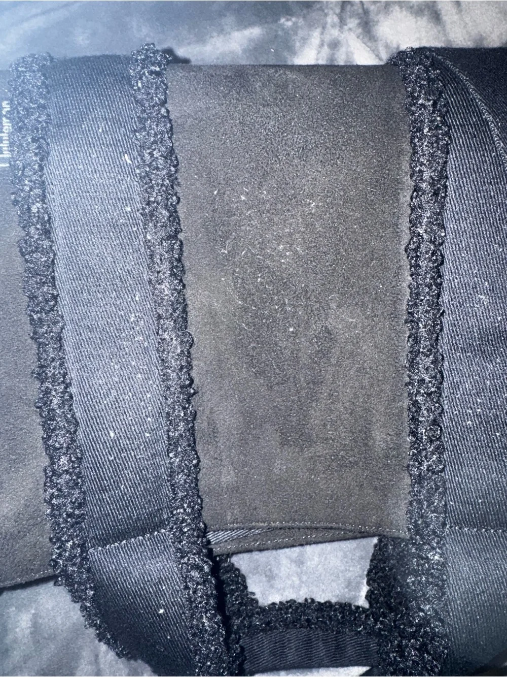 lululemon athletica Black Suede Tote with Textured Trim and Dual Handles